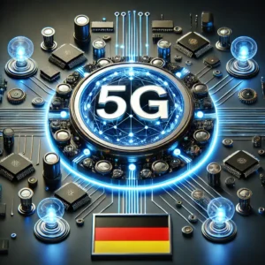 5G technology represented with German flag, showcasing high-speed mobile connectivity.